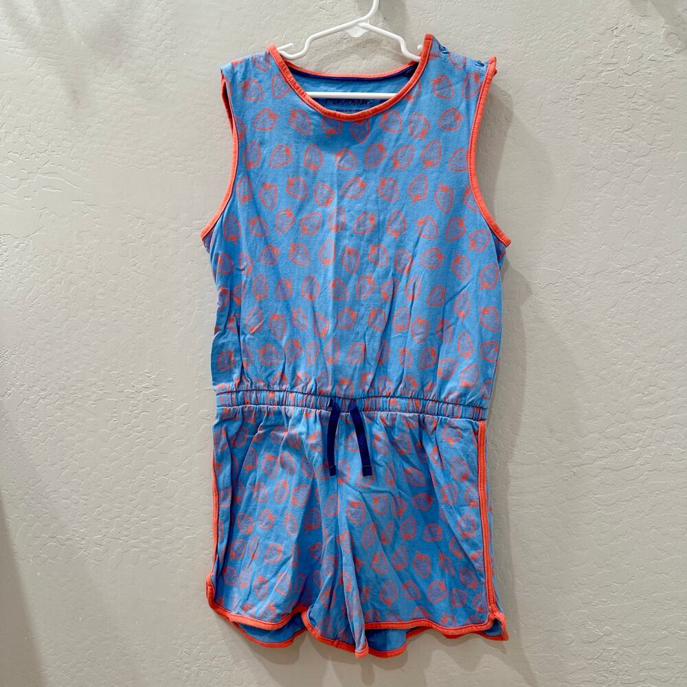 Mini Boden Blue Strawberry Tank Romper